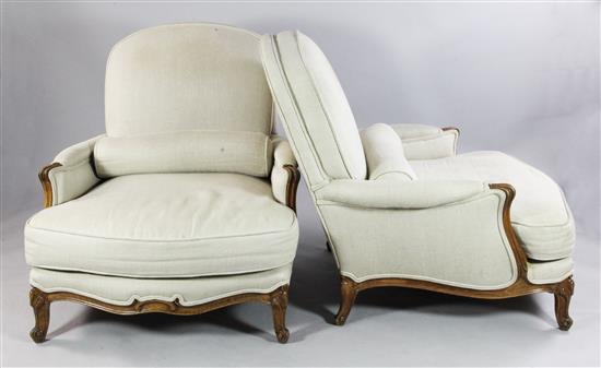 Pair of French beech framed Bergere chairs(-)